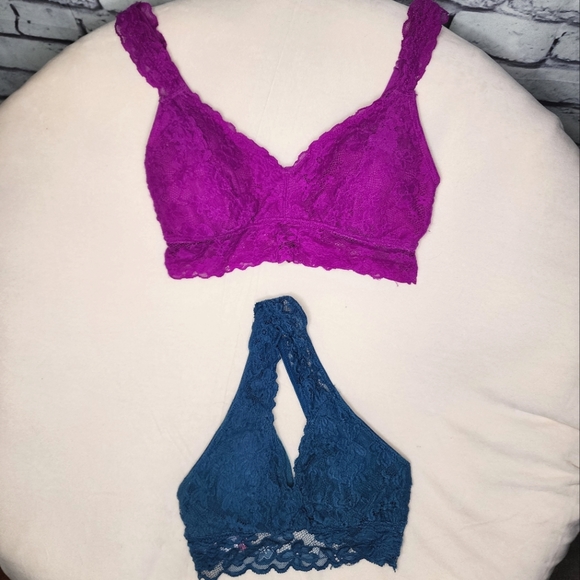 Set of 2 Lace Bralettes - Fuschia & Teal - M, S - Picture 1 of 6